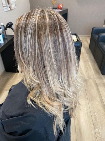 Blonde balayage, lang haar